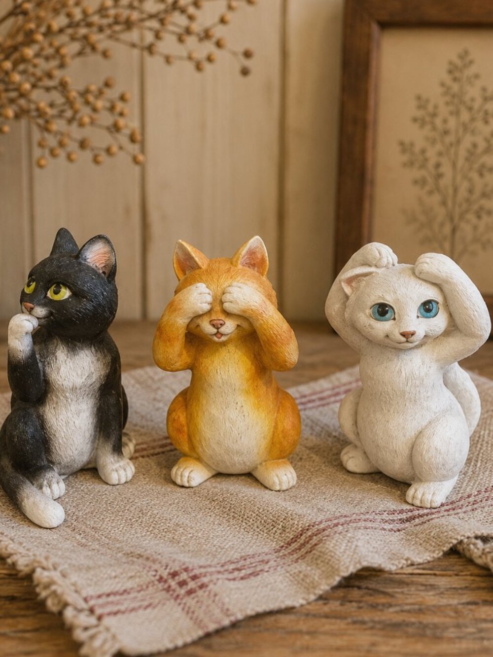 "Good Kitties" Figurines "See No Evil, Hear No Evil, Speak No Evil" Set of 3 - Picture 3 of 8